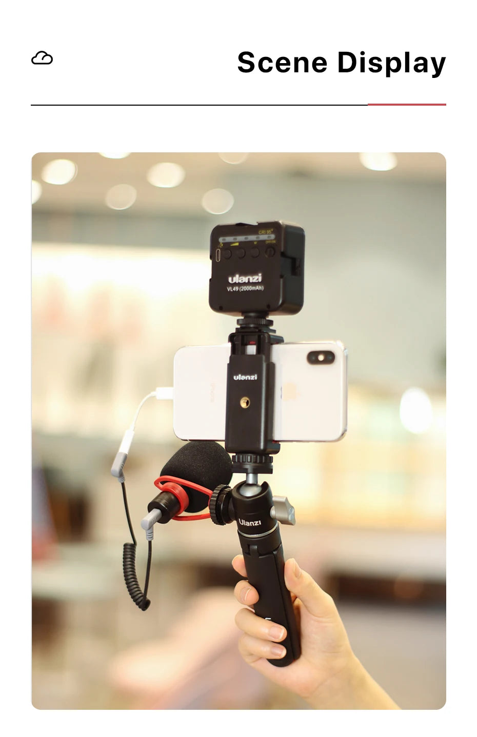 Ulanzi Mini Vlog Tripod Dual Cold Shoe Ballhead for Microphone LED Light Extend Smartphone Tripod for Sony A6400 Photography kit