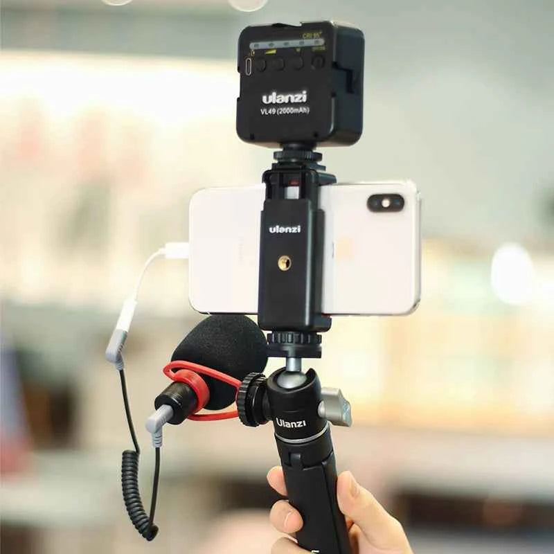 Ulanzi U-Vlog Lite Extendable Tripod Dual Cold Shoe Ball Head Volg Tripod for Smartphone Sony Canon Nikon DSLR Camera