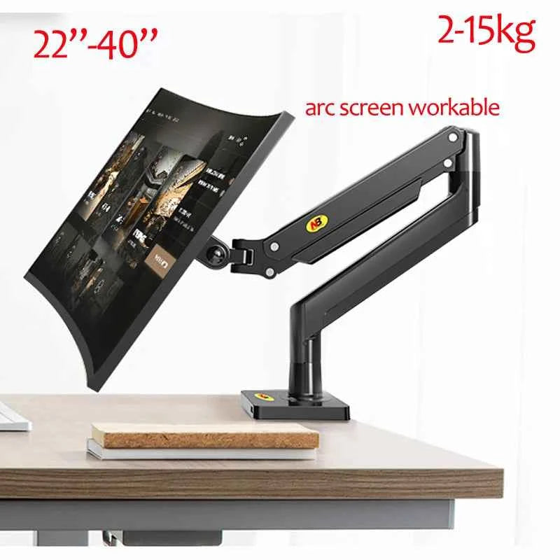 NB G40 22-40 inch Monitor Screen Desktop Mount Gas Spring Arm Computer Holder 360 Rotate 3-15kgs with USB 3.0 Port Clamp Grommet