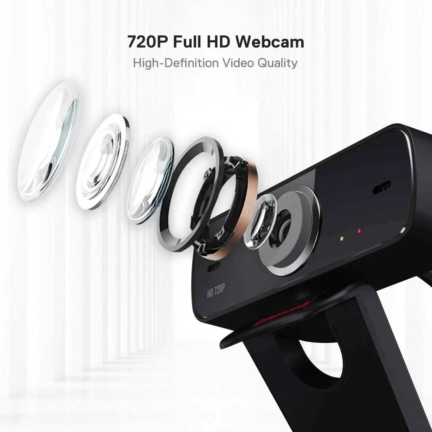 Redragon GW600 720P Webcam Built-in Dual Microphone Computer Web Camera For Online Courses Video Conferencing Streaming