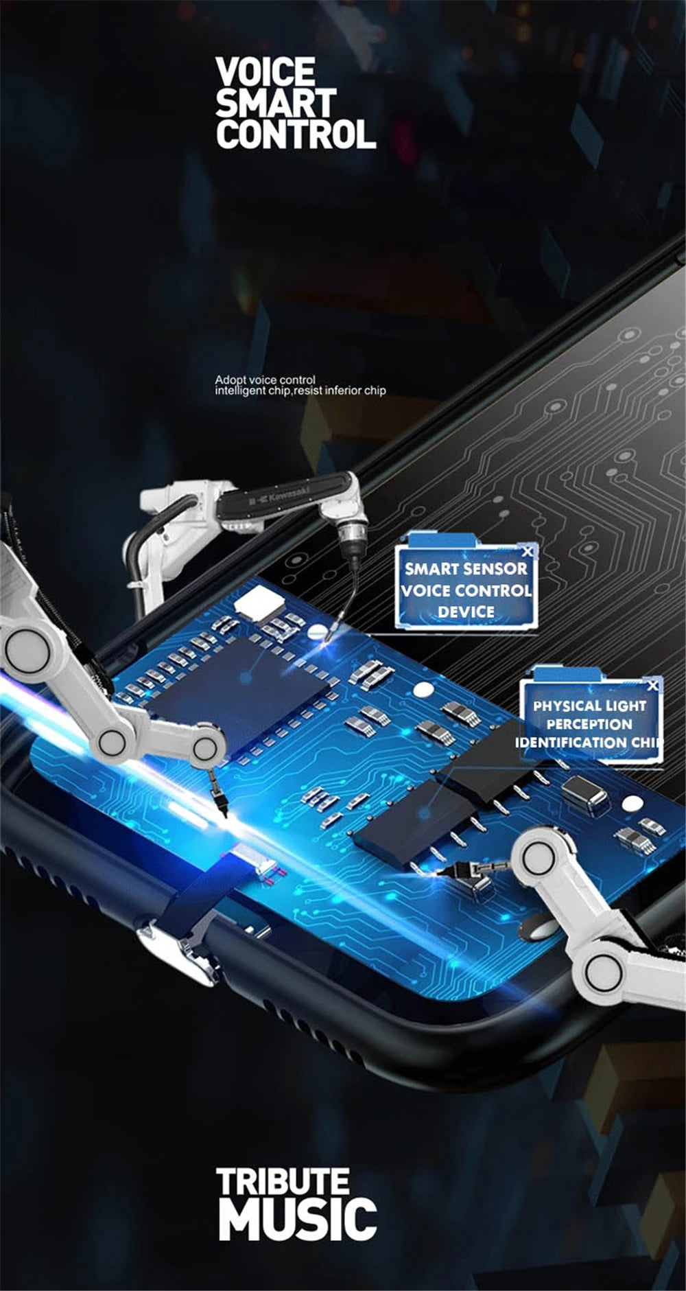 Luxury Blue Chip Pattern Luminous Glass LED Call Light Up Flash Phone Case Cover For iPhone Air 17 16 E 15 14 13 12 Pro Max Plus