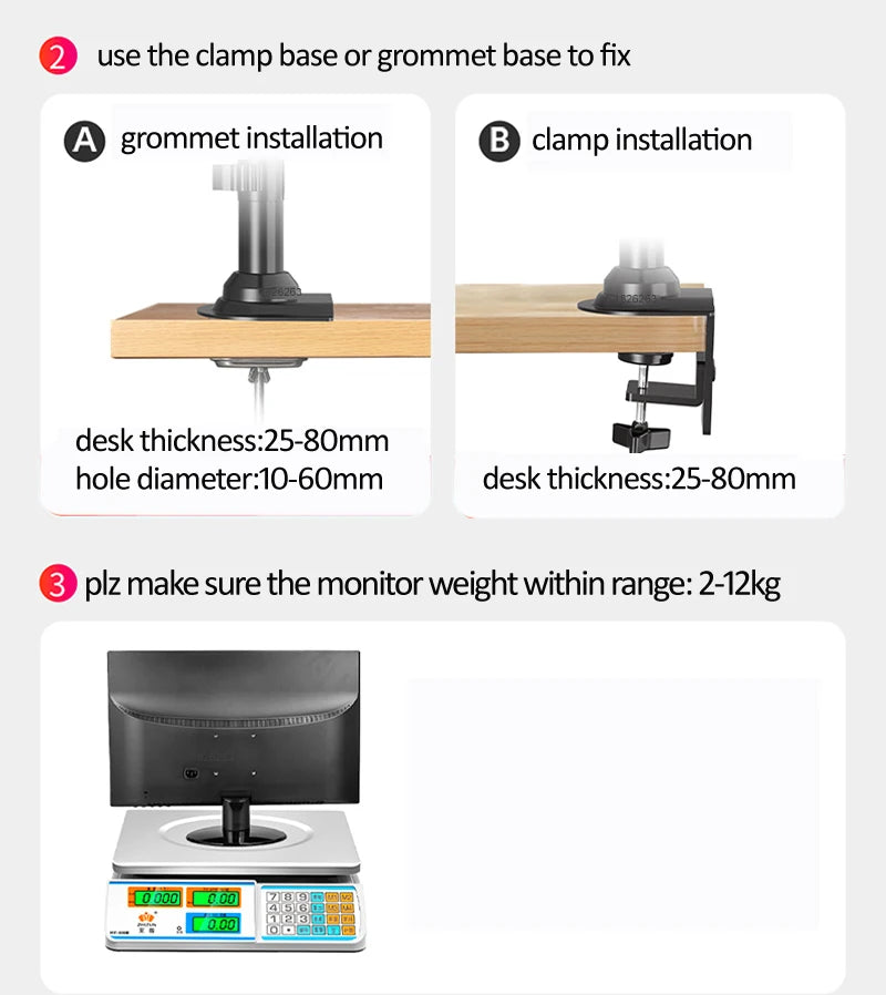 NB H180 Double Monitor Desk Holder Arm Gas Spring Full Motion 17'-27' LCD TV Mount Ergonomic Dual Arm Clamp Bracket 2-9kgs Each