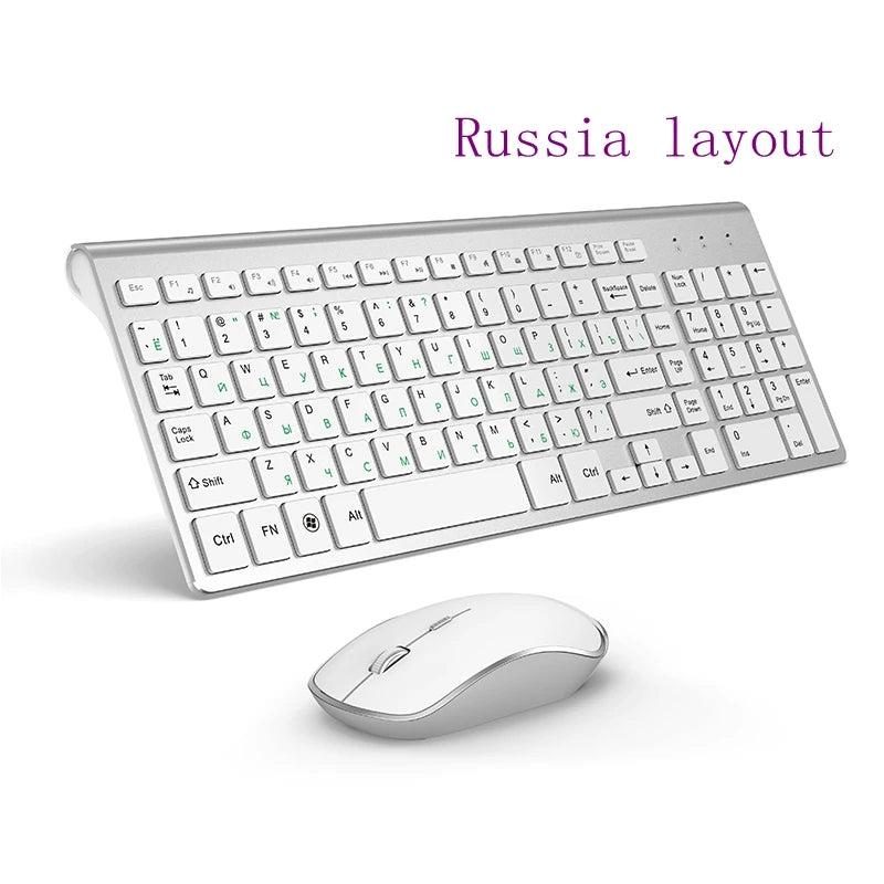 Wireless Keyboard and Mouse，Ergonomic design Full-size Keyboard mouse 2400 DPI，Spain/us/uk/Russia layout/France Black and pink
