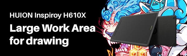HUION Inspiroy H610X Graphics Tablet Tilt Function Battery Free Digital Pen Tablets Support PC Android Device MacoS ChromeOS