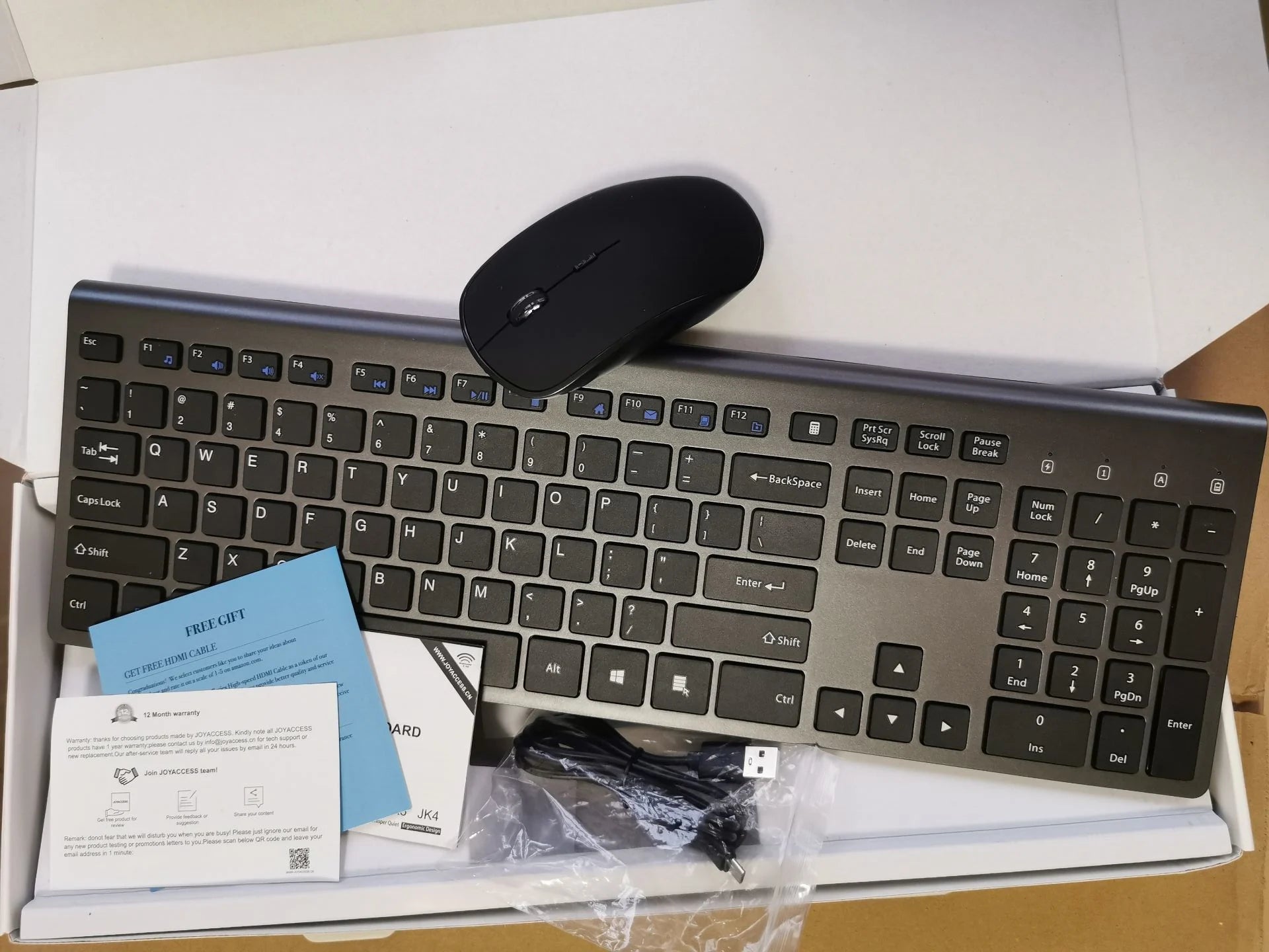 Wireless Keyboard and Mouse Combination, 2.4 Gigahertz Stable Connection Rechargeable Battery, UK/France/Korean/Spain/US Layout