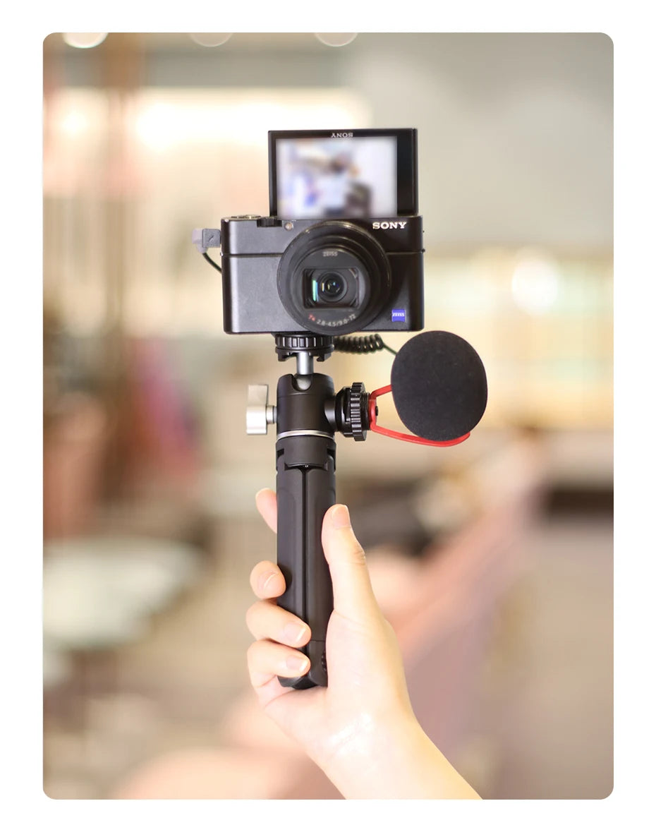 Ulanzi Mini Vlog Tripod Dual Cold Shoe Ballhead for Microphone LED Light Extend Smartphone Tripod for Sony A6400 Photography kit