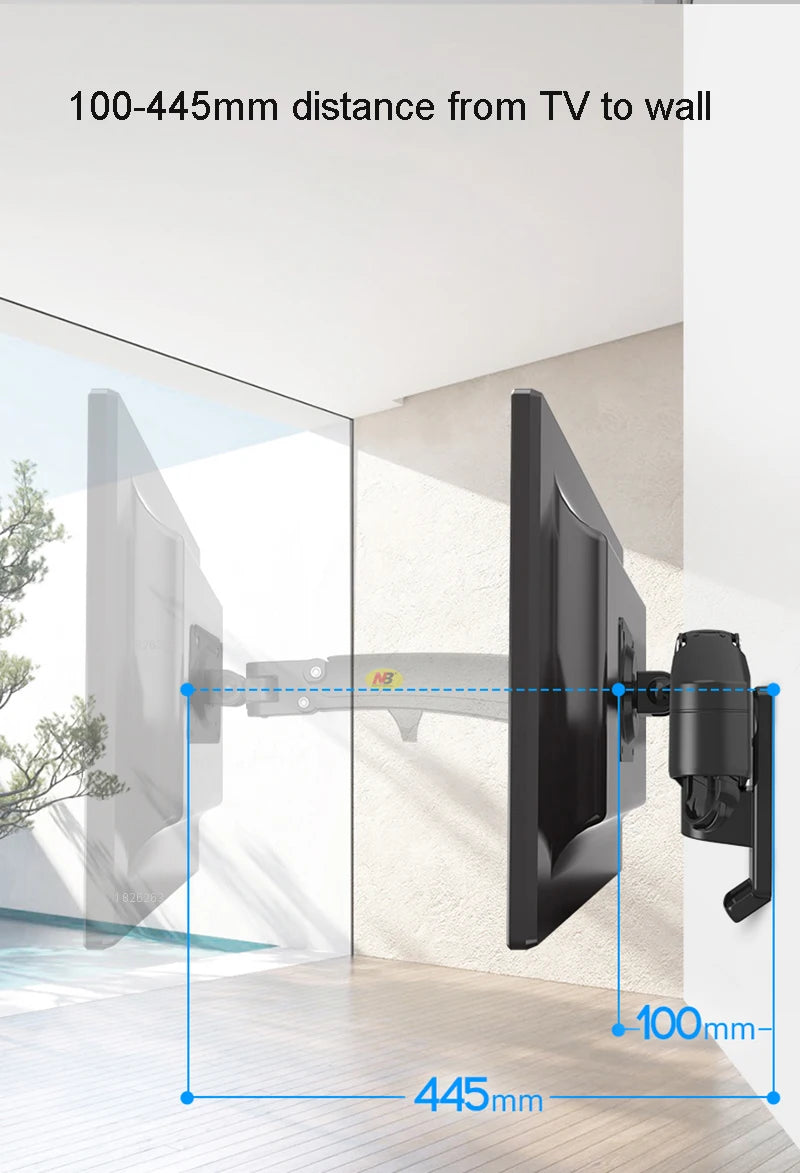 New NB F150 Gas Spring 17-35 inch LED TV Wall Mount Monitor Holder Ergonomic Mount Arm Max. VESA 100*100mm Loading 3-12kgs