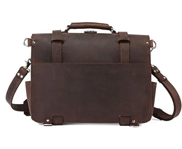 Vintage Crazy Horse Genuine Leather Men Briefcase Business Bag Large Leather Briefcase Male 15.6