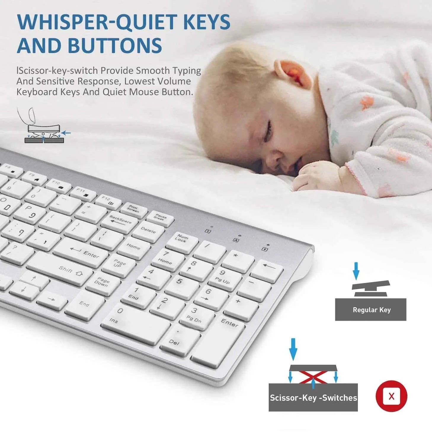 2.4G Hebrew Character Low Noise 101 Keys Wireless Keyboard Mouse Combo Slim Mice Compact Israel Wireless Keyboard for Desktop