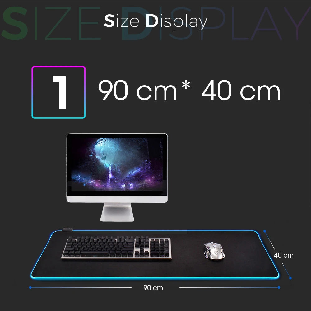 LED Light Mousepad RGB Keyboard Cover Desk-mat Colorful Surface Mouse Pad Waterproof Multi-size World Computer Gamer CS Dota