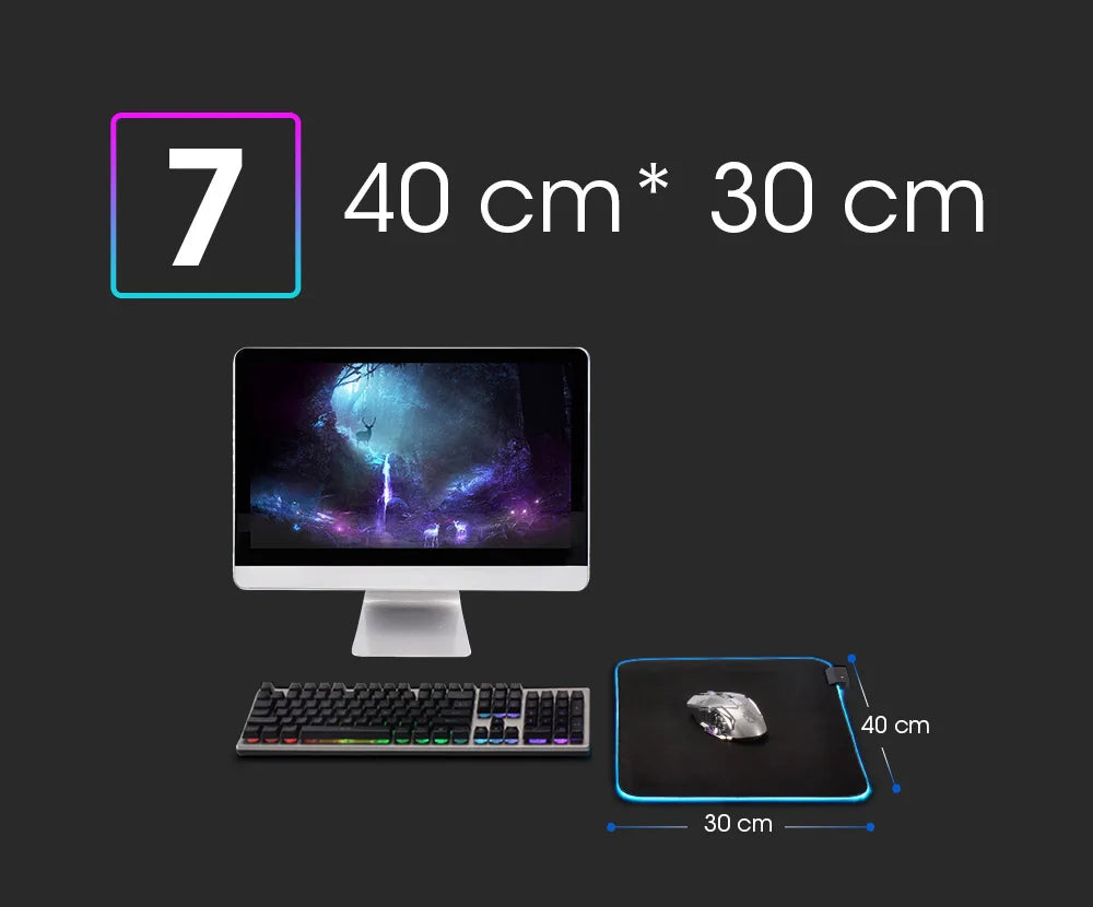 LED Light Mousepad RGB Keyboard Cover Desk-mat Colorful Surface Mouse Pad Waterproof Multi-size World Computer Gamer CS Dota