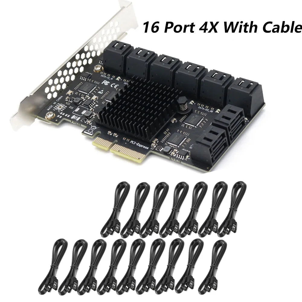 PCIE SATA Card 12/16/20 Ports 6Gb SATA 3.0 PCIe Card, PCIe To SATA Controller Expansion Card, Support  SATA 3.0 Devices
