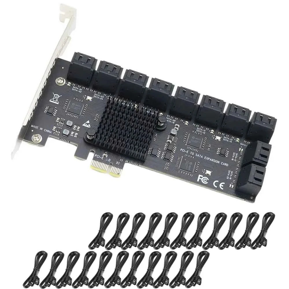 PCIE SATA Card 12/16/20 Ports 6Gb SATA 3.0 PCIe Card, PCIe To SATA Controller Expansion Card, Support  SATA 3.0 Devices