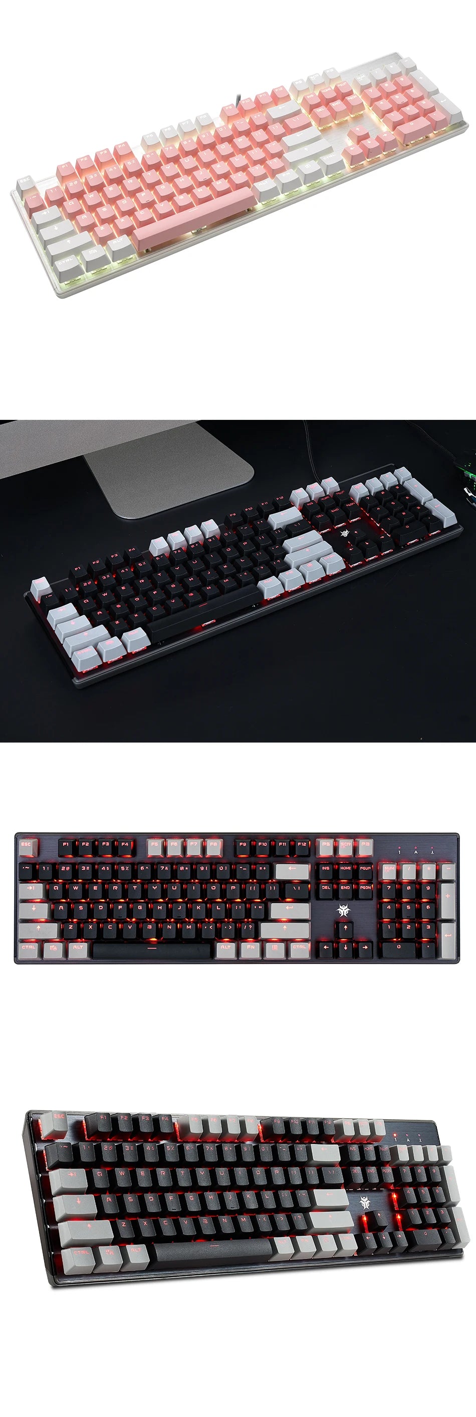 HEXGEARS GK715S Mechanical Keyboard 104key PBT Keycaps Kailh Red Switch Hot Swap White Backlight Gaming Keyboard And Job Typing