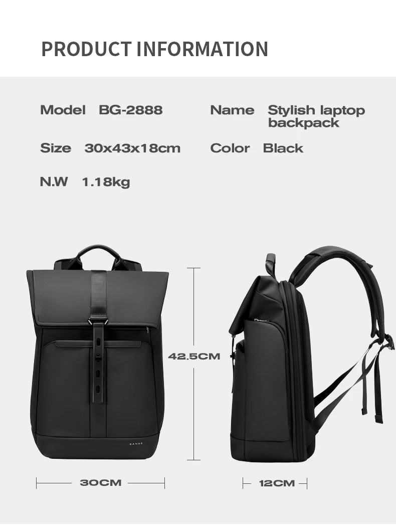 BANGE Anti-Theft Waterproof Laptop Backpack 15.6 Inch – Business Travel Backpack for Men & Women, Durable Work & School Bag