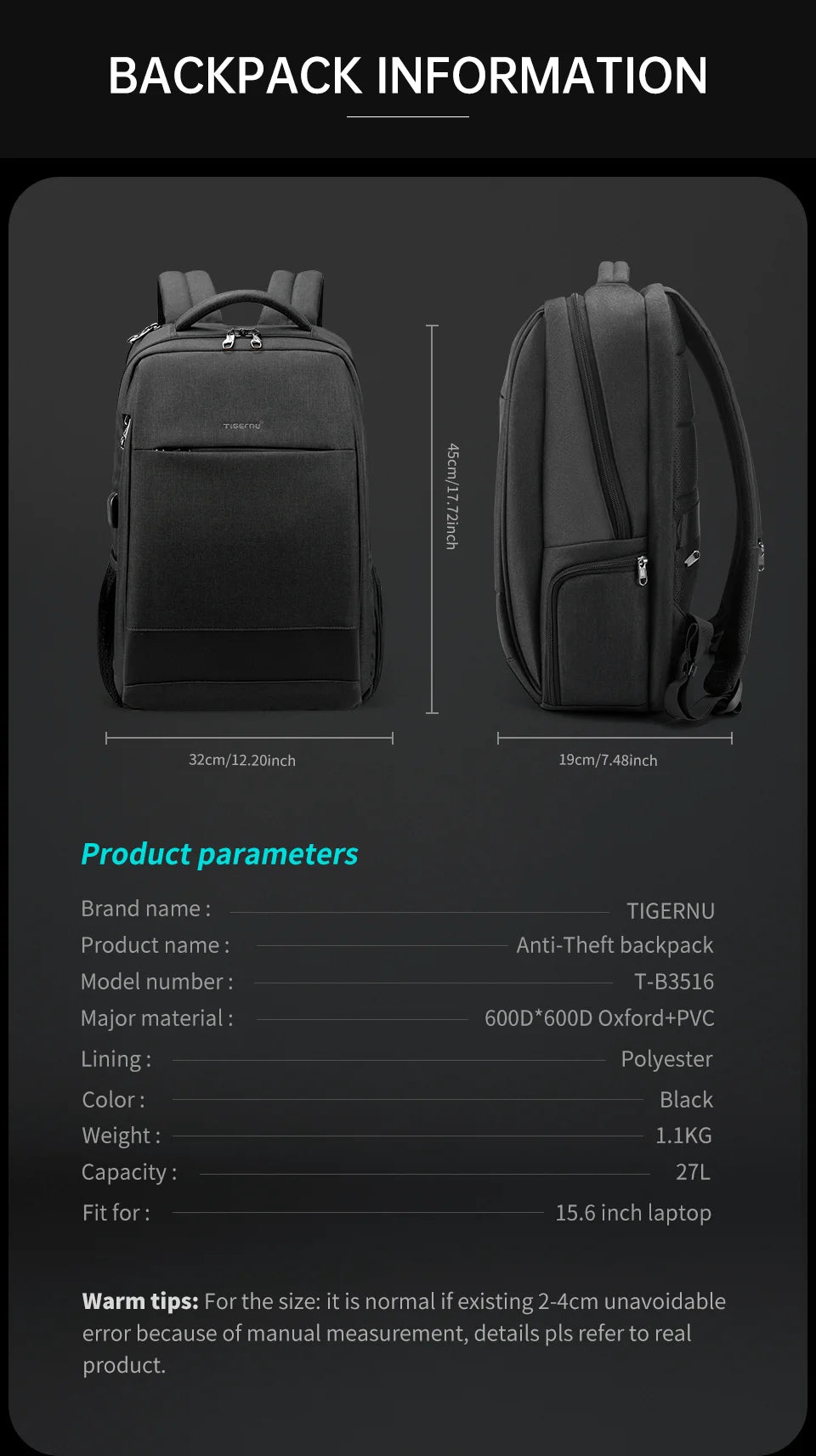 Tigernu Travel Backpacks For Men Anti Theft Backpack 14-15.6inch Laptop Male Backpack Casual Backpack For School Backpacks Male