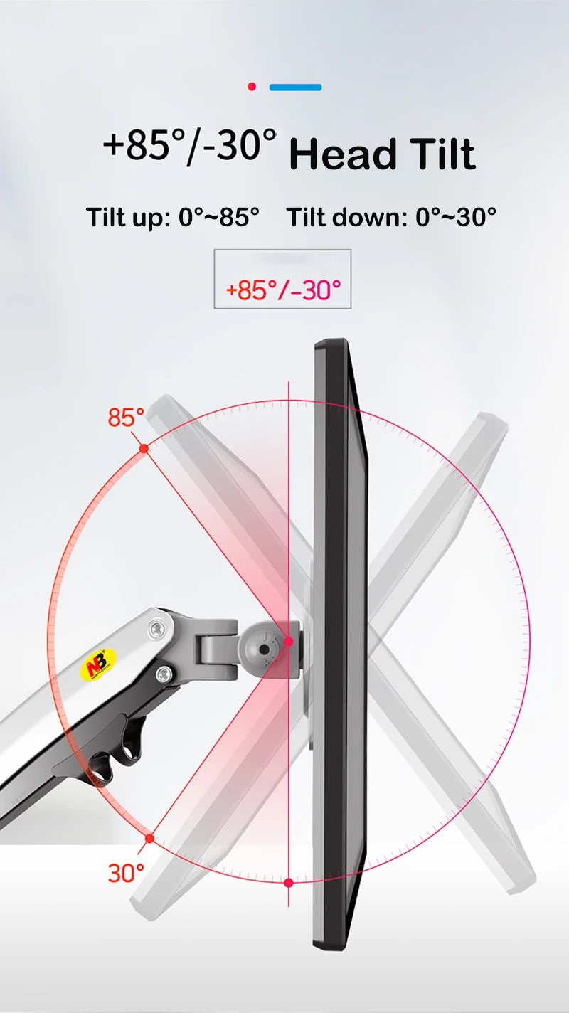 Desktop Double Monitor Holder Arm Gas Spring Full Motion 17'-27' LCD TV Mount Ergonomic Dual Arm Clamp Bracket 2-9kgs Each H180