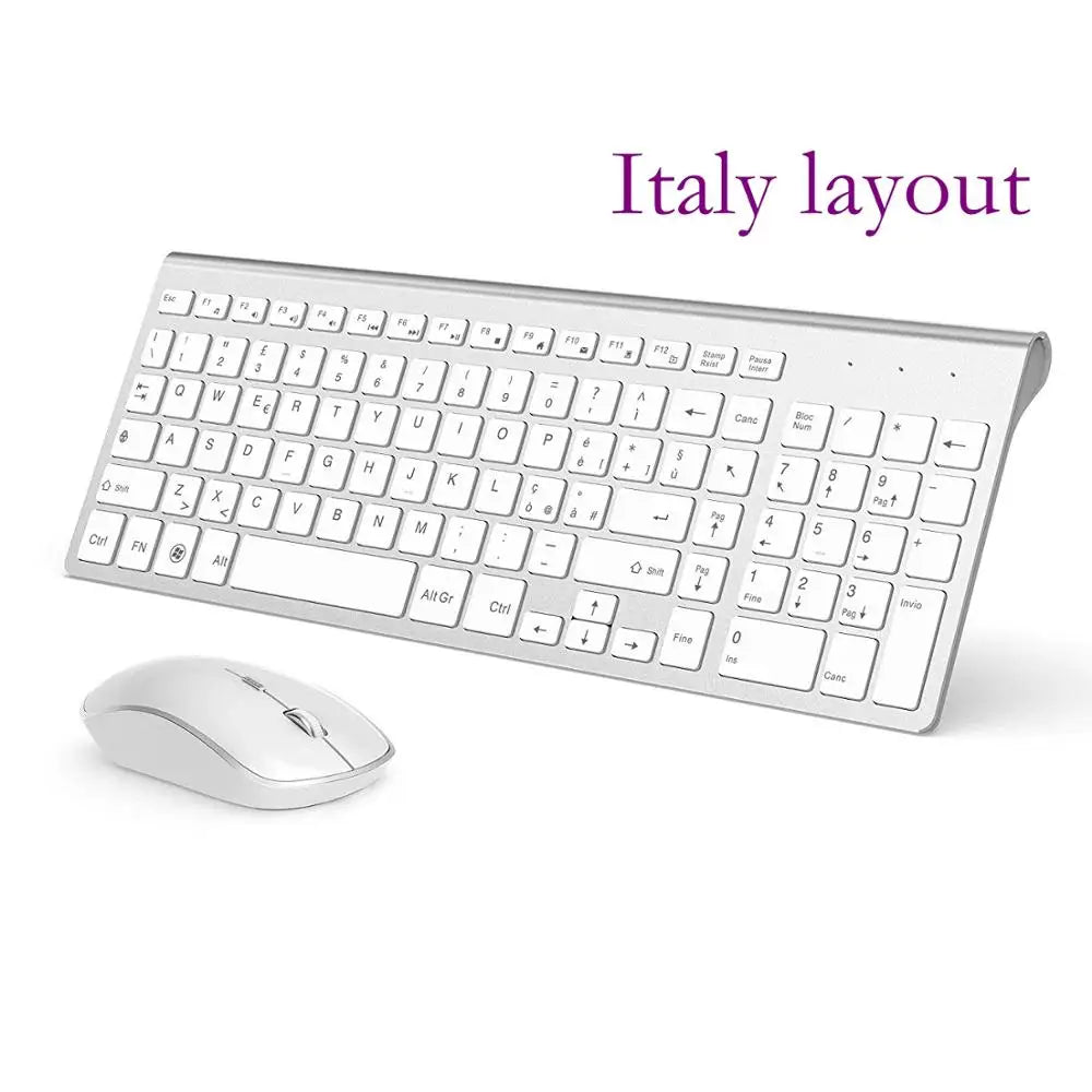 Wireless Keyboard and Mouse，Ergonomic design Full-size Keyboard mouse 2400 DPI，Spain/us/uk/Russia layout/France Black and pink