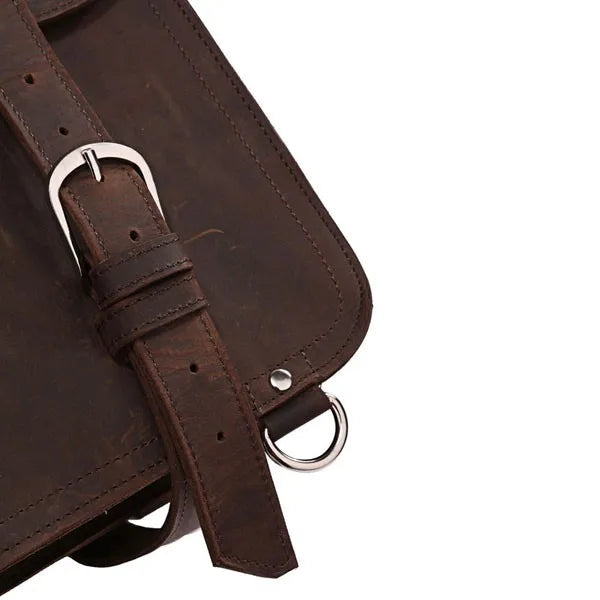 Vintage Crazy Horse Genuine Leather Men Briefcase Business Bag Large Leather Briefcase Male 15.6