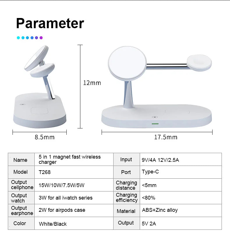 3 in 1 Wireless Charger Stand For iPhone 12/13/14/15/16/17 Fast Charging Station for Apple Watch 10 9 8 7 6 5 4 Airpods 2 3 Pro
