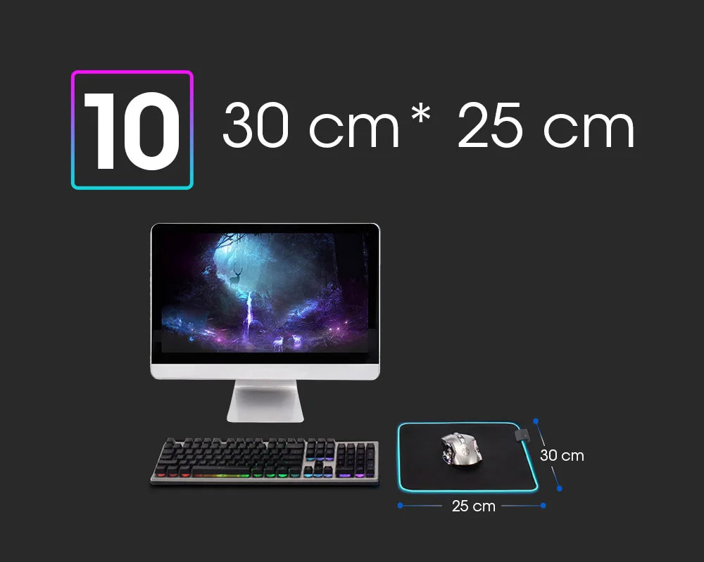 LED Light Mousepad RGB Keyboard Cover Desk-mat Colorful Surface Mouse Pad Waterproof Multi-size World Computer Gamer CS Dota