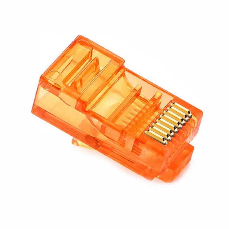 OULLX 6U RJ45 Ethernet Plug Gold Plated Cat5e Jack UTP Module Plug Network Connector RJ-45 Crystal Heads Cat5 Multicolor Cable