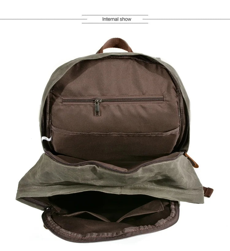 New Designer Waterproof oil wax Canvas Daypacks Unisex men Vintage Backpacks women Anti-thief Travel Rucksacks Retro School Bags