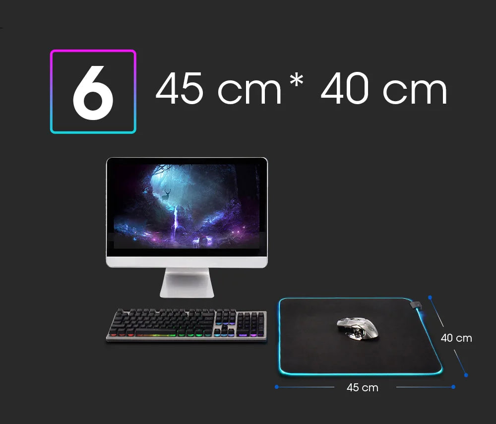 LED Light Mousepad RGB Keyboard Cover Desk-mat Colorful Surface Mouse Pad Waterproof Multi-size World Computer Gamer CS Dota