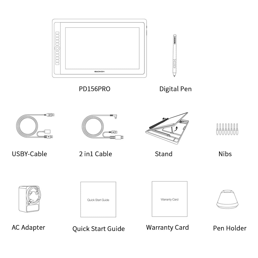 GAOMON PD156PRO Graphics Tablet Display for Drawing 15.6” Full-Laminated IPS HD Screen with 8192 Levels Battery-Free Pen