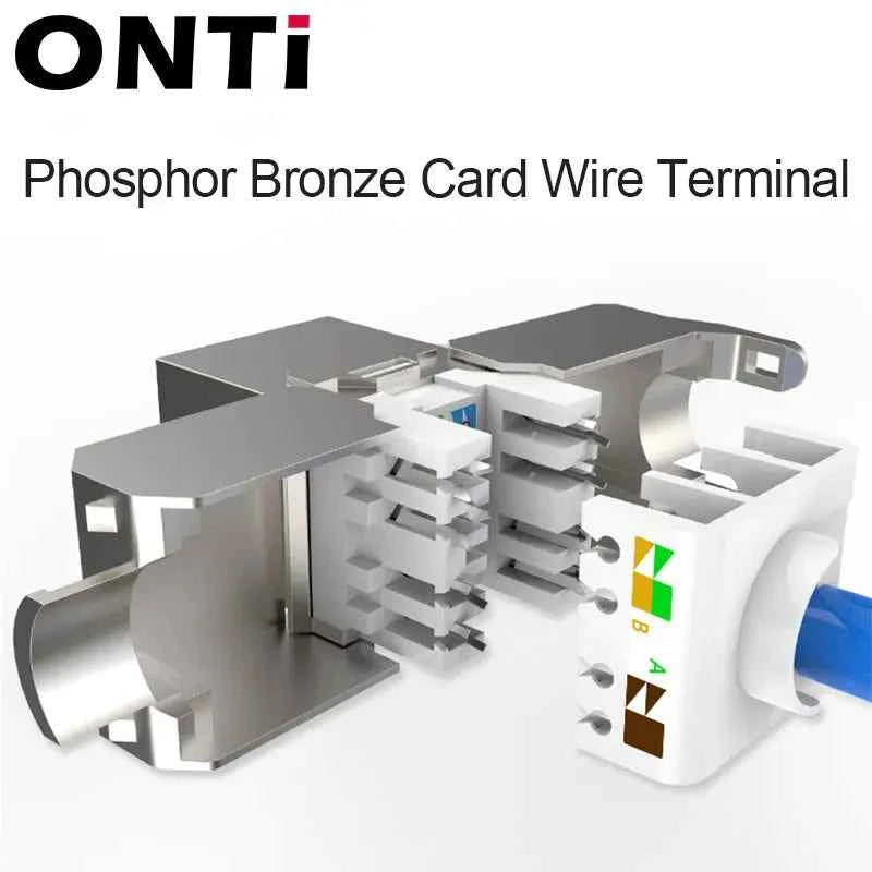 ONTi RJ45 CAT8 Tool-Less STP Shielded Keystone Jack Module,Self-Locking Cat7 CAT6A CAT6 CAT5E Zinc Alloy Network Coupler Adapter