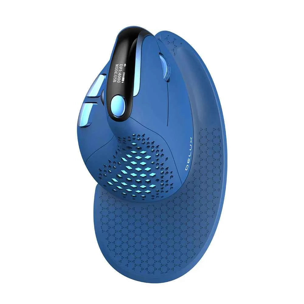 Delux M618XSD Seeker Ergonomic Vertical Mouse with OLED Screen 4000DPI Rechargeable 1000mA Removable Back Cover For Computer