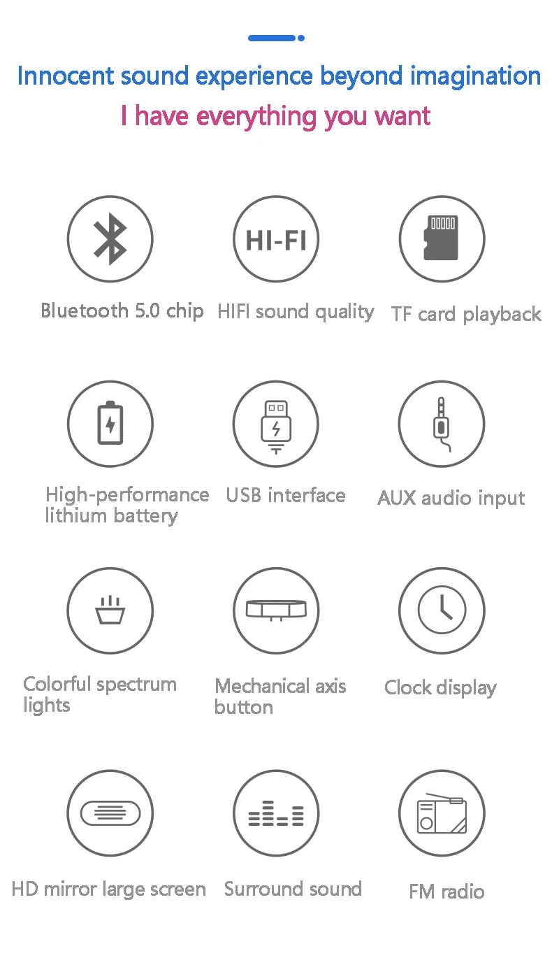 Computer Audio Desktop Notebook Long Multimedia Gaming Bluetooth Speaker Game Subwoofer 7 Color LED Lights/FM