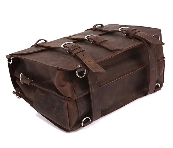 Vintage Crazy Horse Genuine Leather Men Briefcase Business Bag Large Leather Briefcase Male 15.6