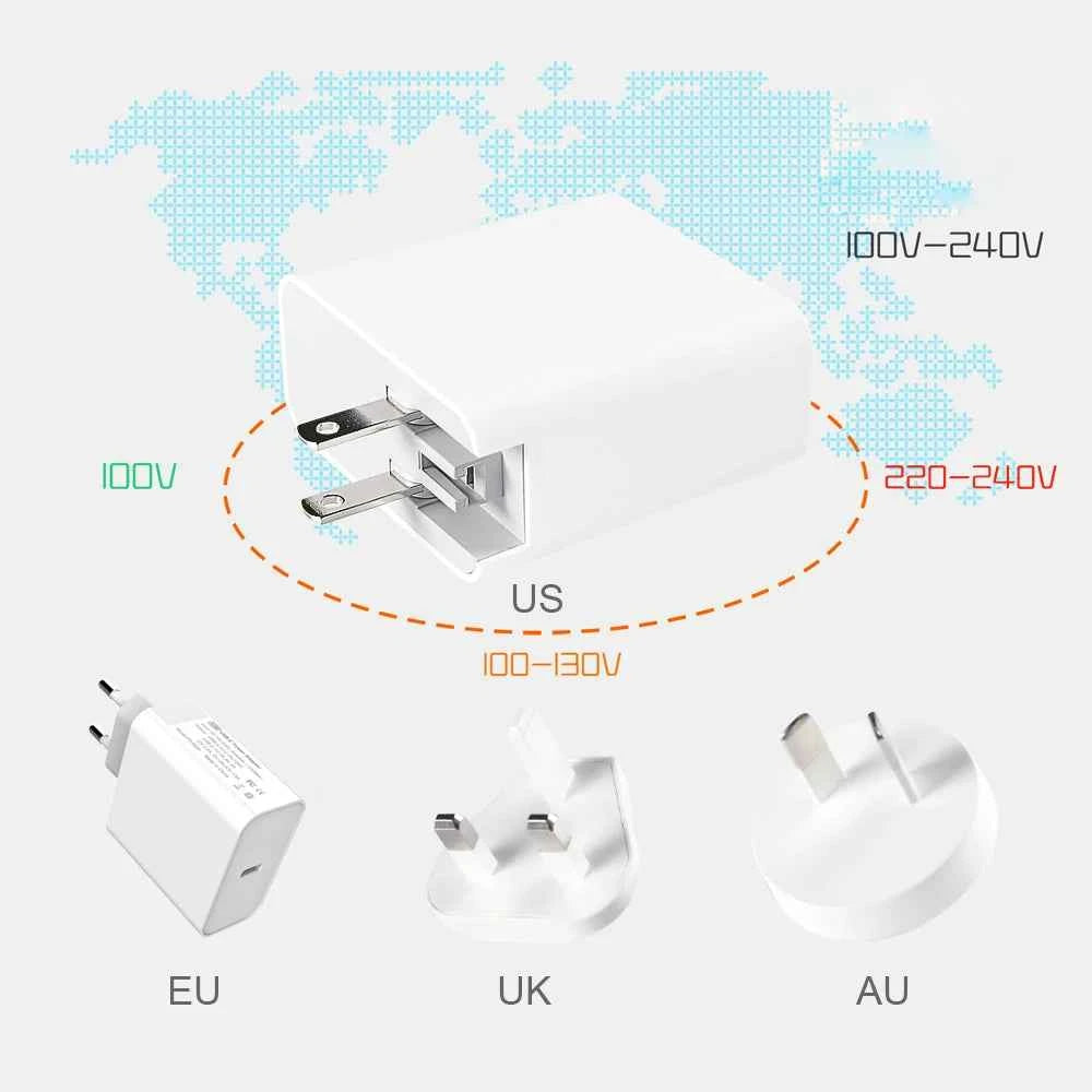100W/65W/45W PD/QC3.0 USB C Fast Power Adapter 100W Type-C Cable For MacBook/iPad Dell Lenovo Surface Pro USB-C Laptop Tablet