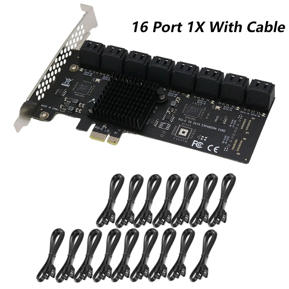 PCIE SATA Card 12/16/20 Ports 6Gb SATA 3.0 PCIe Card, PCIe To SATA Controller Expansion Card, Support  SATA 3.0 Devices