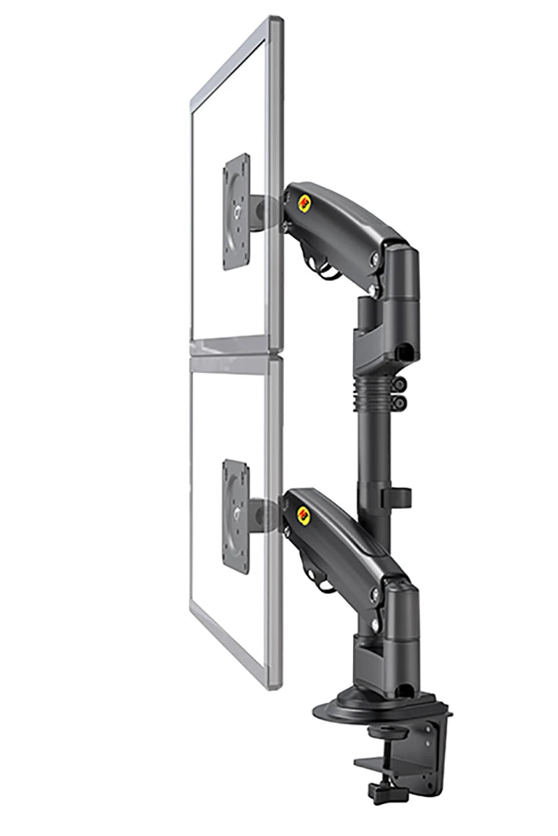 Desktop Double Monitor Holder Arm Gas Spring Full Motion 17'-27' LCD TV Mount Ergonomic Dual Arm Clamp Bracket 2-9kgs Each H180