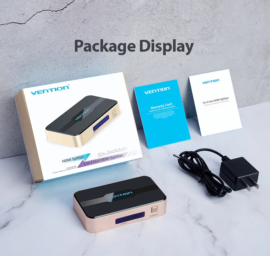 Vention HDMI Splitter 1 In 4 Out HD 4K/30Hz HDMI Switch HDMI 1.4 1x2 1x4 Adapter With Power Supply for Xbox PS4 TV HDMI Switcher