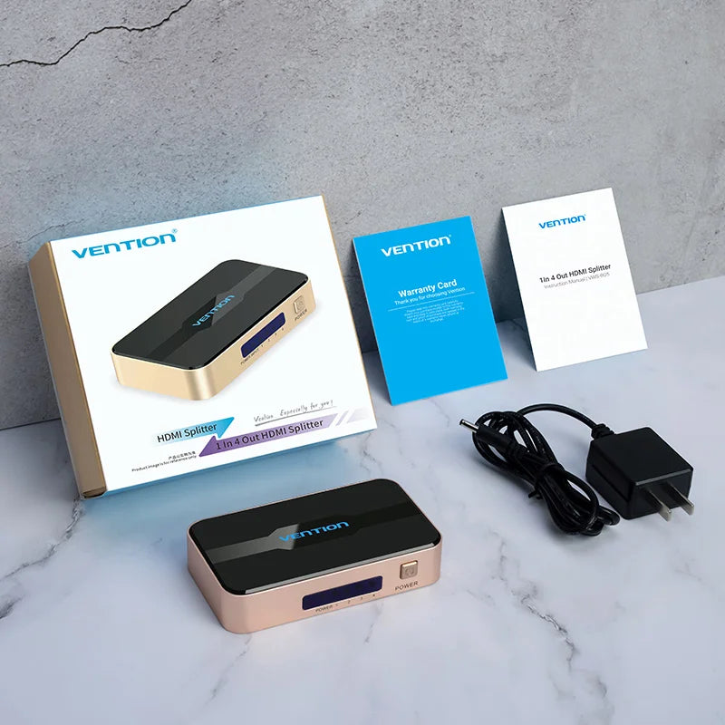 Vention HDMI Splitter 1 In 4 Out HD 4K/30Hz HDMI Switch HDMI 1.4 1x2 1x4 Adapter With Power Supply for Xbox PS4 TV HDMI Switcher