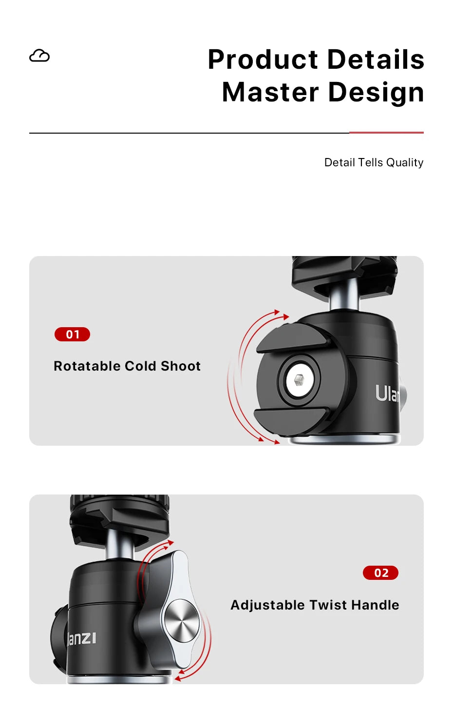 Ulanzi U-Vlog Lite Extendable Tripod Dual Cold Shoe Ball Head Volg Tripod for Smartphone Sony Canon Nikon DSLR Camera