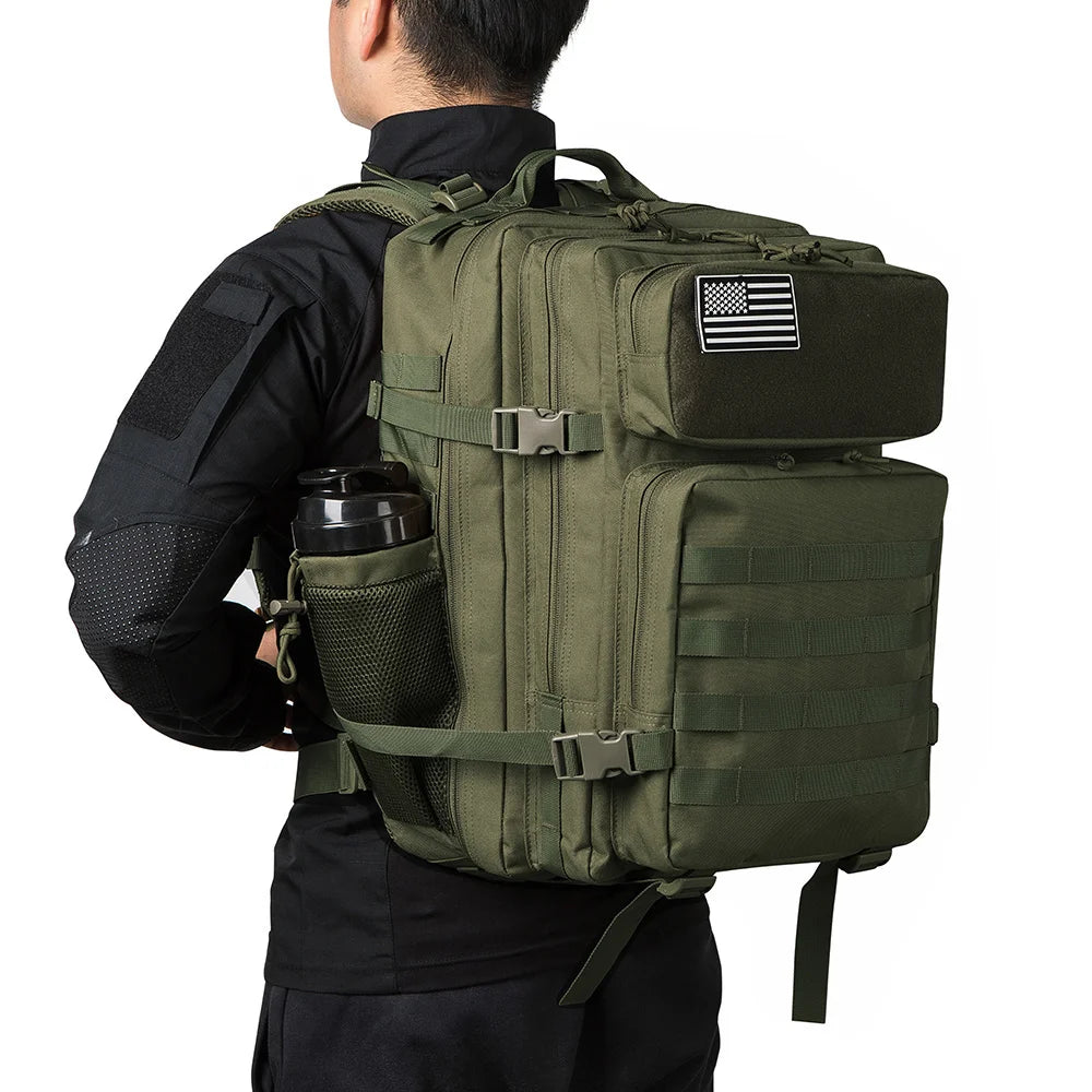 45L Tactical Backpack survival Bag Hunting MOLLE Backpack GYM For Men EDC Outdoor Hiking Rucksack Witch Bottle Holder
