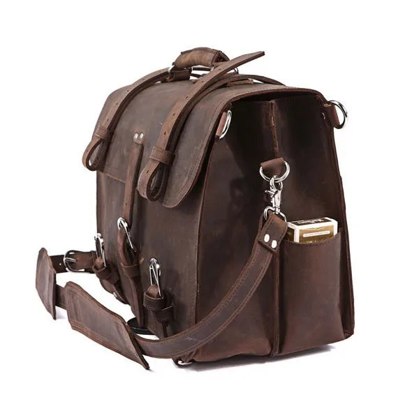 Vintage Crazy Horse Genuine Leather Men Briefcase Business Bag Large Leather Briefcase Male 15.6