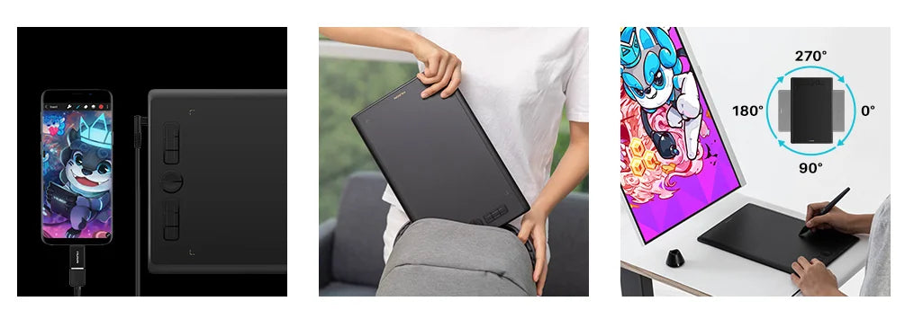 HUION Inspiroy H610X Graphics Tablet Tilt Function Battery Free Digital Pen Tablets Support PC Android Device MacoS ChromeOS