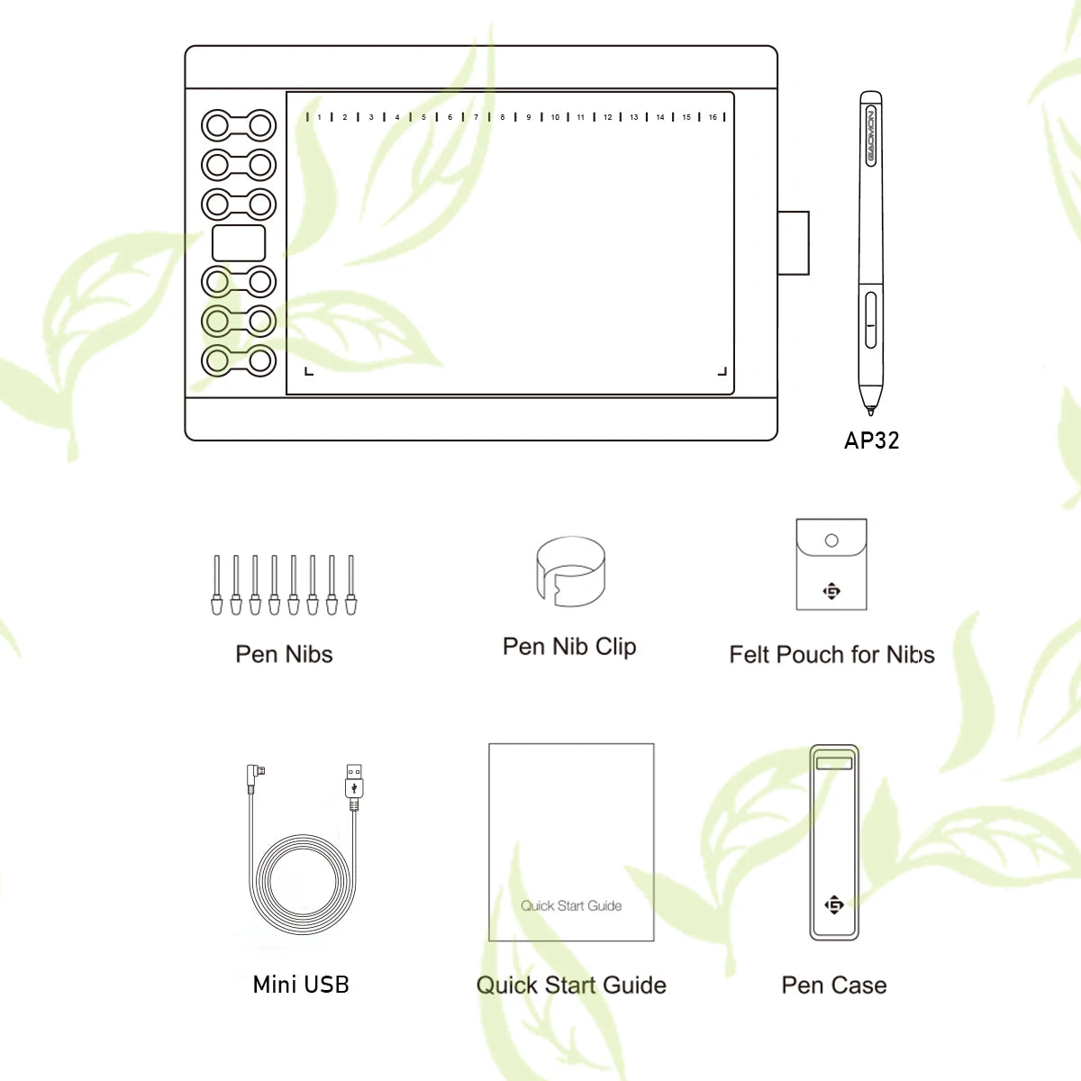 Gaomon Graphics Tablet M106K Pro 10*6.25 Inch Drawing Tablet 8192 Levels Battey-Free Stylus 28 Press Keys, Support Android Phone