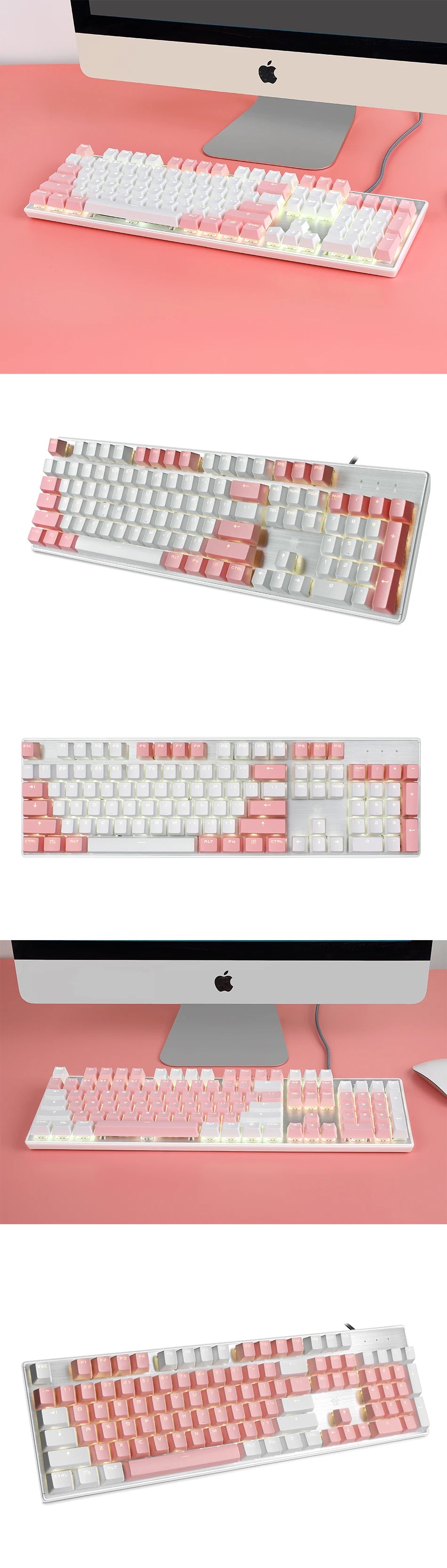 HEXGEARS GK715S Mechanical Keyboard 104key PBT Keycaps Kailh Red Switch Hot Swap White Backlight Gaming Keyboard And Job Typing