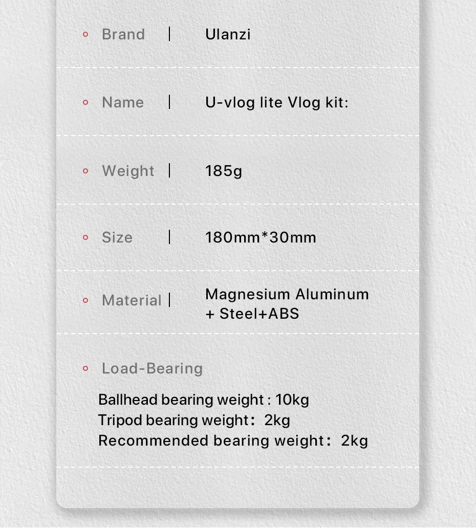 Ulanzi Mini Vlog Tripod Dual Cold Shoe Ballhead for Microphone LED Light Extend Smartphone Tripod for Sony A6400 Photography kit