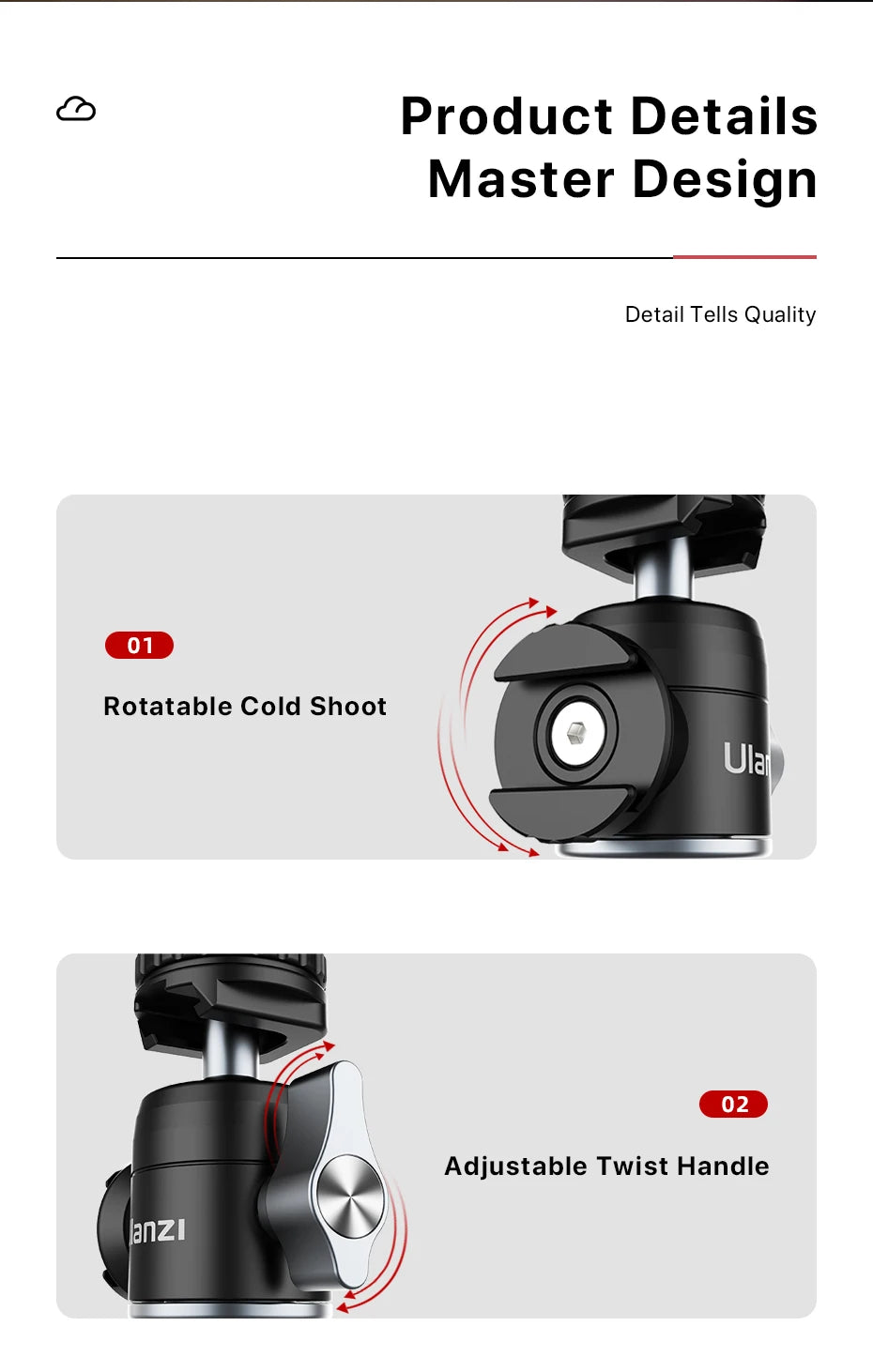 Ulanzi Mini Vlog Tripod Dual Cold Shoe Ballhead for Microphone LED Light Extend Smartphone Tripod for Sony A6400 Photography kit