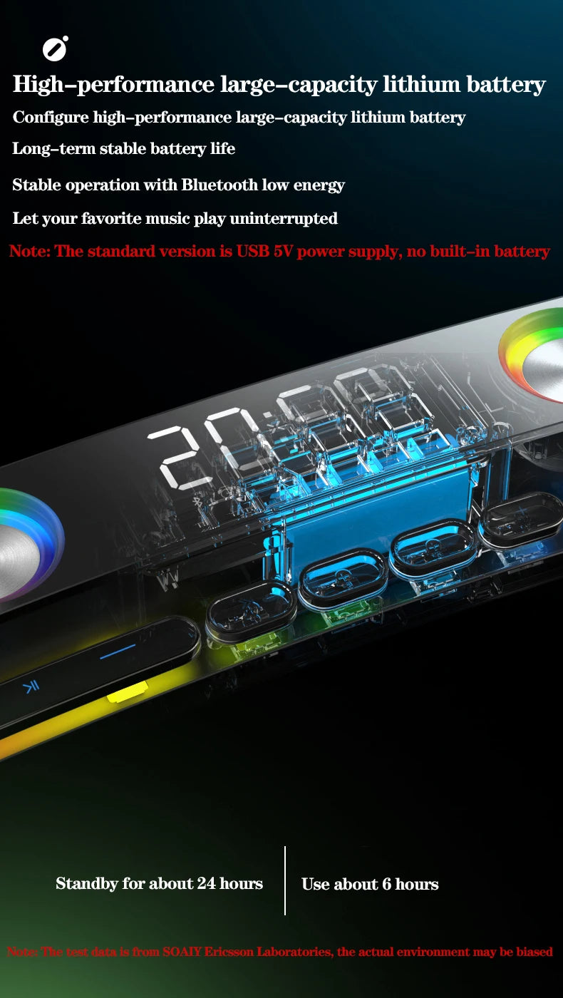 Computer Audio Desktop Notebook Long Multimedia Gaming Bluetooth Speaker Game Subwoofer 7 Color LED Lights/FM