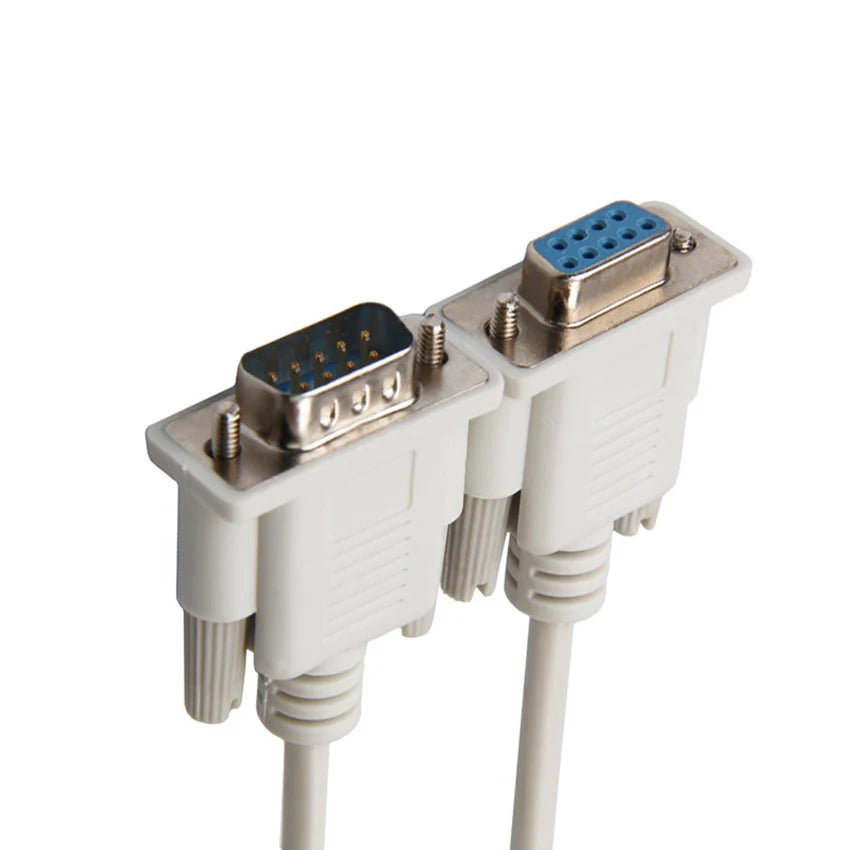 DB9 Male to Female RS232 Extension Serial Cable - 1.5m White DB9 RS232 Serial Null Modem Cable M/F 9 pin RS232 Null Modem Cable