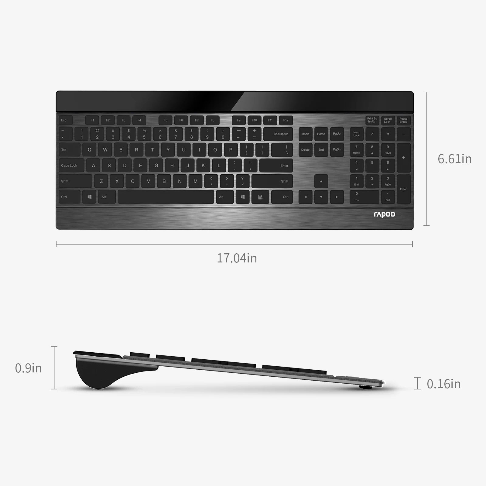 Rapoo Multi-mode Wireless Keyboard and Mouse Combo  Extremely Thin Metal Keyboard Rechargeable Mouse Easy-Connect Up to 4 Device