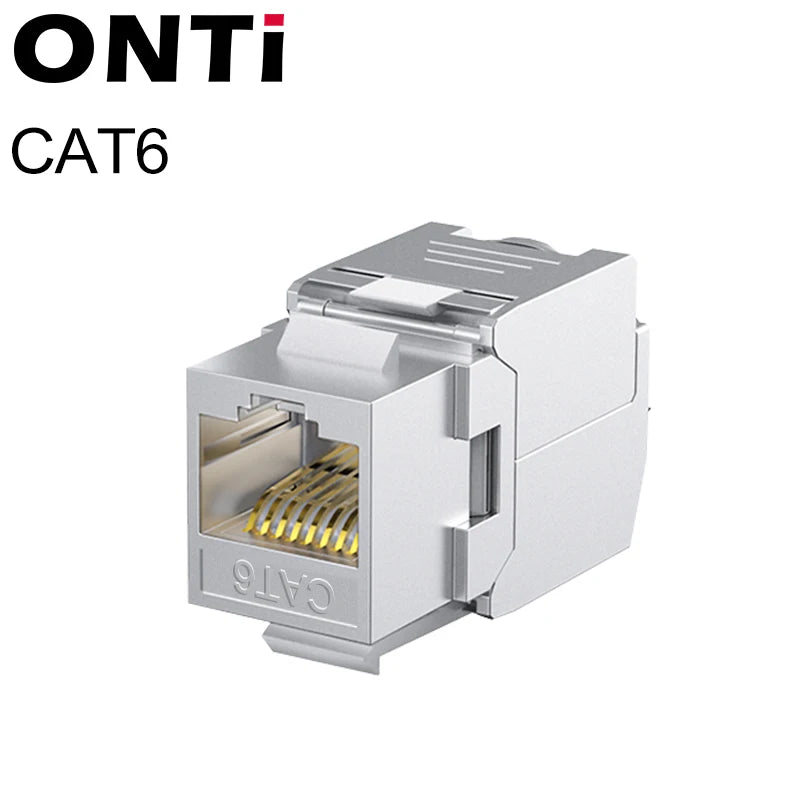 ONTi RJ45 CAT8 Tool-Less STP Shielded Keystone Jack Module,Self-Locking Cat7 CAT6A CAT6 CAT5E Zinc Alloy Network Coupler Adapter